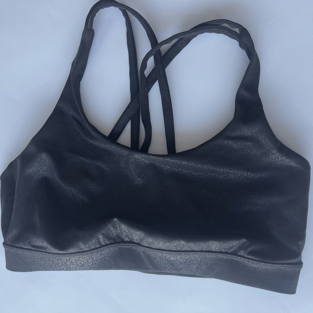 Lululemon Energy shiny faux leather sports bra SIZE 6